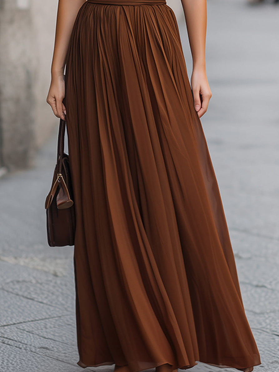 Chiffon Halter Pleated Maxi Dress