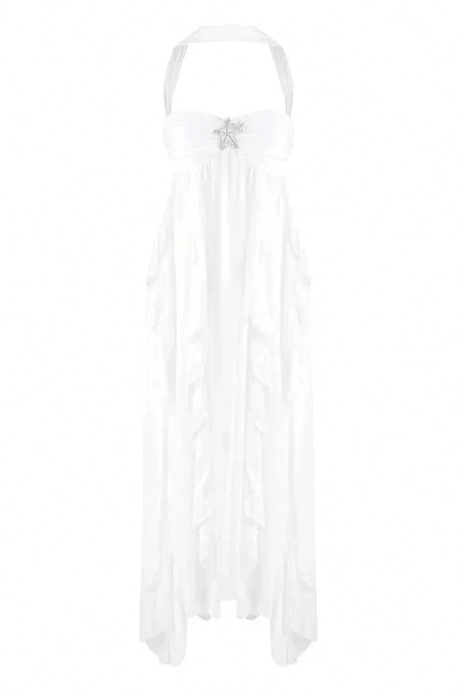 Chiffon Halter Tiered Maxi Dress