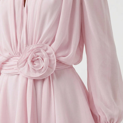 Chiffon Long Sleeve Mini Dress