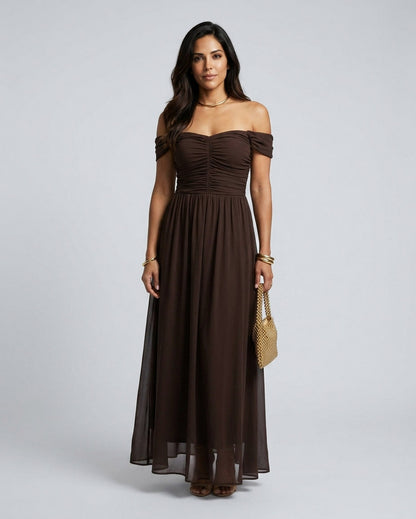 Chiffon Off Shoulder Maxi Dress
