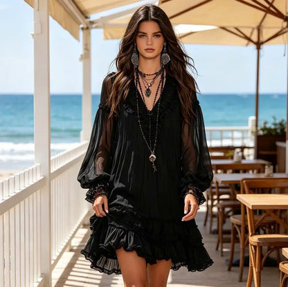 Chiffon Puff Sleeve Mini Dress