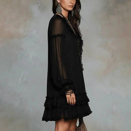 Chiffon Puff Sleeve Mini Dress