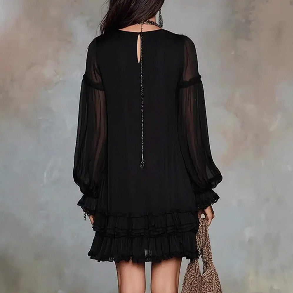 Chiffon Puff Sleeve Mini Dress