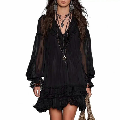 Chiffon Puff Sleeve Mini Dress