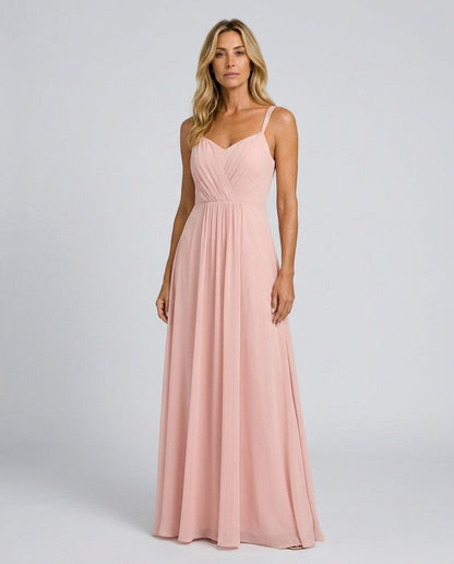 Chiffon Sweetheart Pleated Maxi Dress