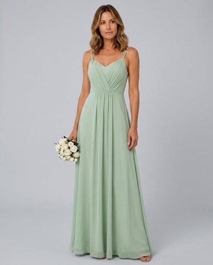 Chiffon Sweetheart Pleated Maxi Dress