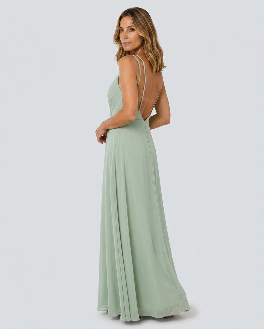 Chiffon Sweetheart Pleated Maxi Dress