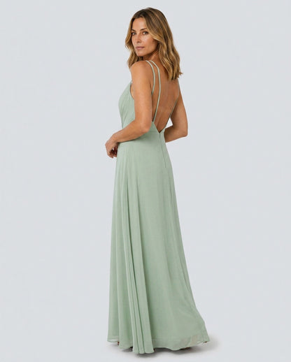Chiffon Sweetheart Pleated Maxi Dress