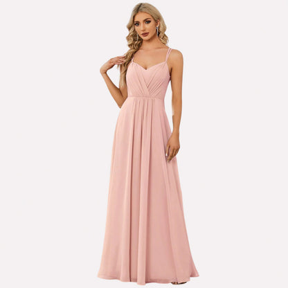 Chiffon Sweetheart Pleated Maxi Dress