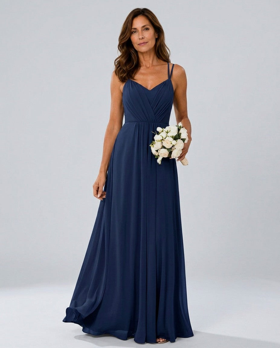 Chiffon Sweetheart Pleated Maxi Dress