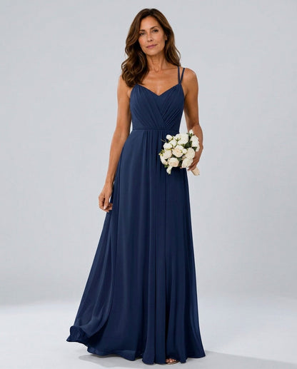 Chiffon Sweetheart Pleated Maxi Dress