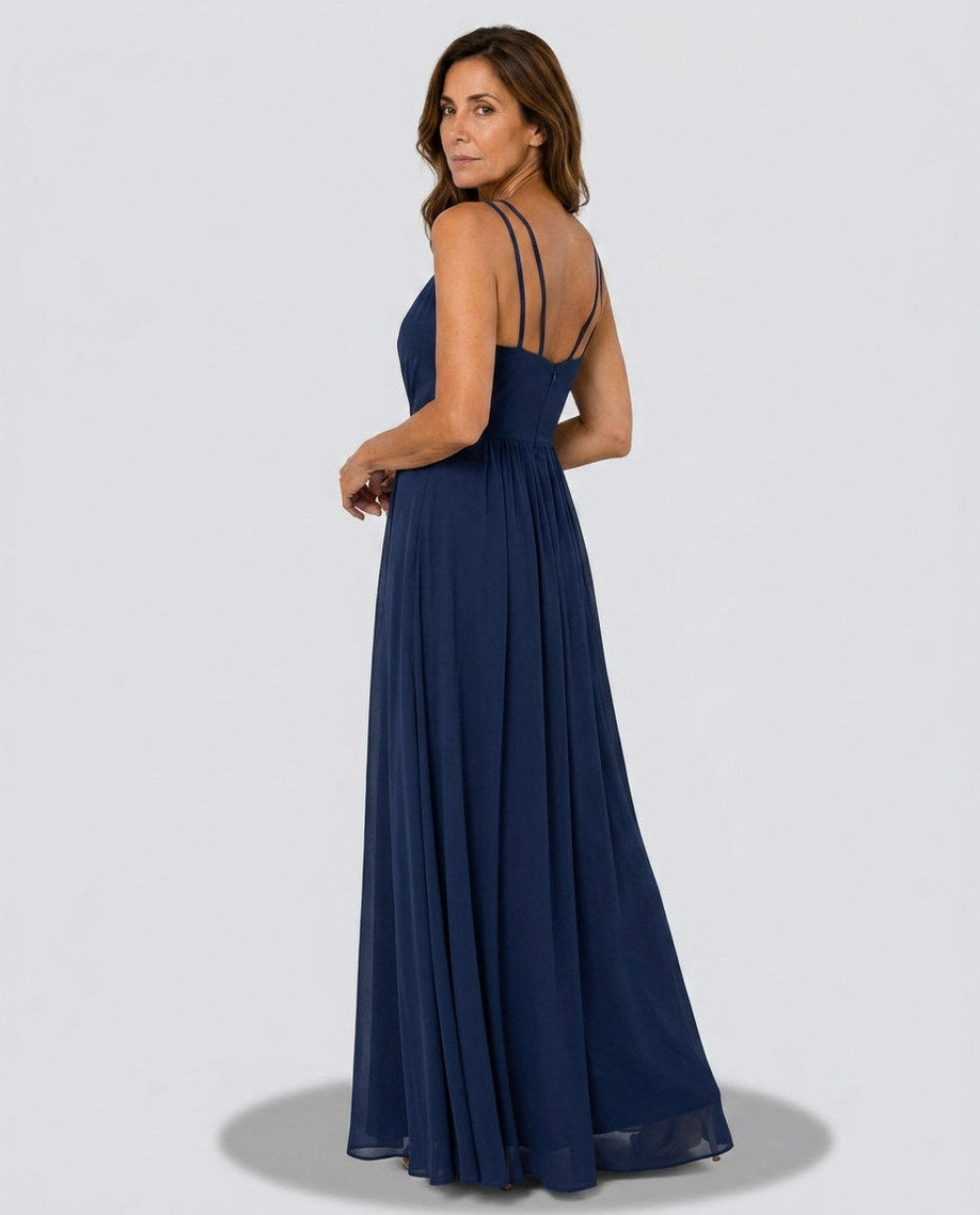 Chiffon Sweetheart Pleated Maxi Dress