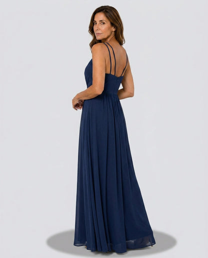 Chiffon Sweetheart Pleated Maxi Dress