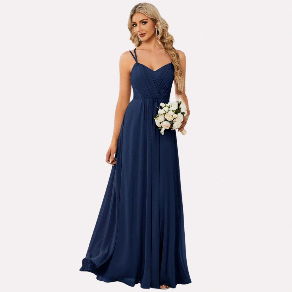 Chiffon Sweetheart Pleated Maxi Dress