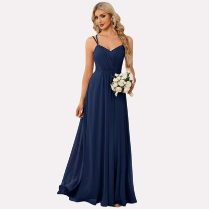 Chiffon Sweetheart Pleated Maxi Dress
