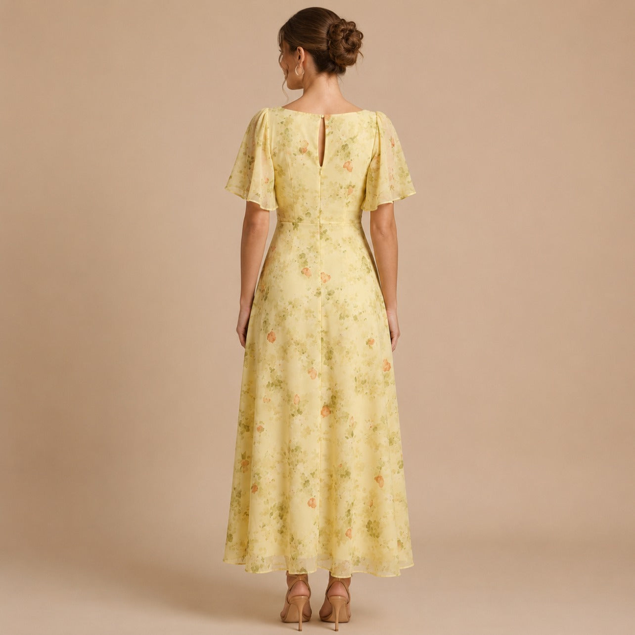 Chiffon Sweetheart Ruched Maxi Dress