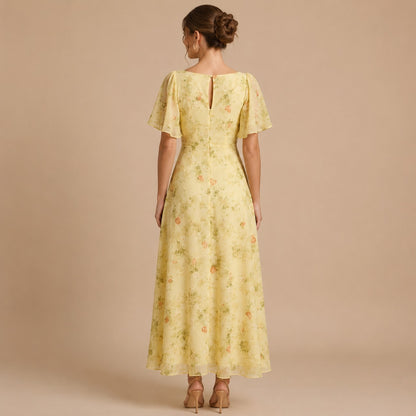 Chiffon Sweetheart Ruched Maxi Dress