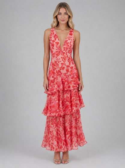 Chiffon Tiered Maxi Dress