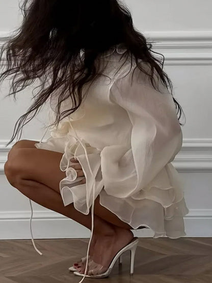Chiffon Tiered Ruffle Mini Dress