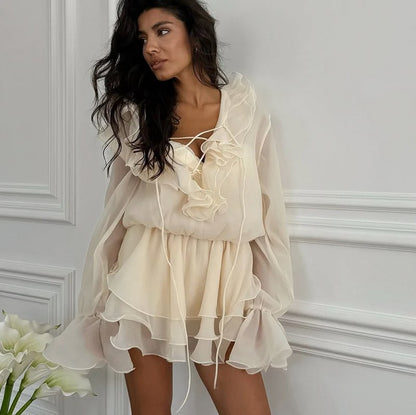 Chiffon Tiered Ruffle Mini Dress