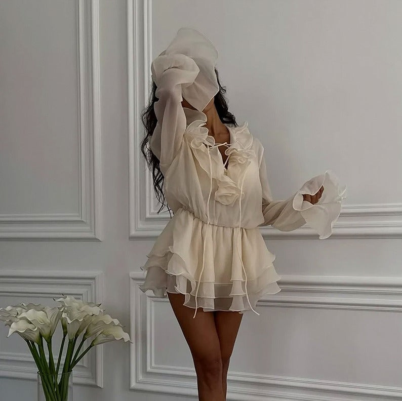 Chiffon Tiered Ruffle Mini Dress