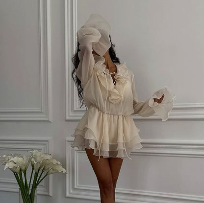 Chiffon Tiered Ruffle Mini Dress
