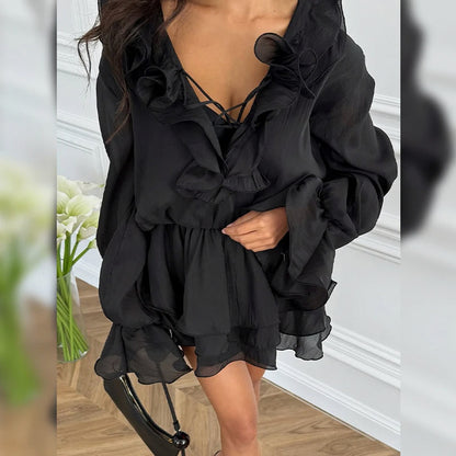 Chiffon Tiered Ruffle Mini Dress