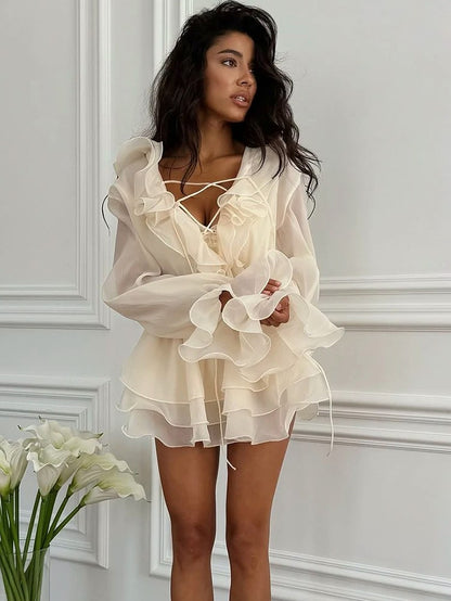 Chiffon Tiered Ruffle Mini Dress