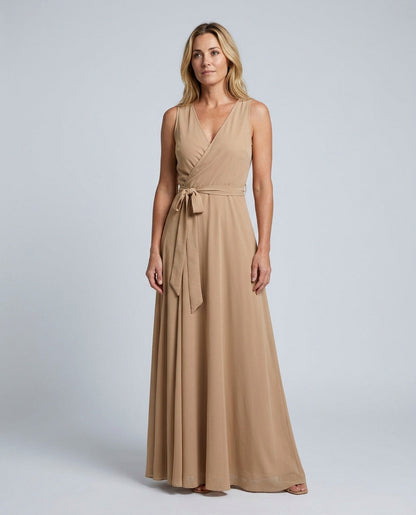 Chiffon Wrap Tie Waist Maxi Dress