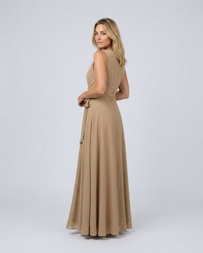 Chiffon Wrap Tie Waist Maxi Dress