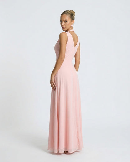 Chiffon Wrap Tie Waist Maxi Dress