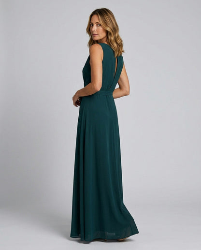 Chiffon Wrap Tie Waist Maxi Dress