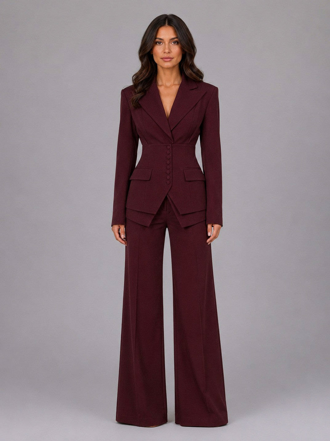 Corset Blazer Wide Leg Pants Matching Set