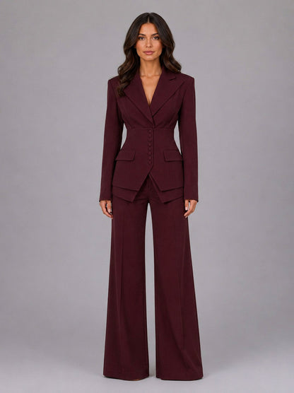 Corset Blazer Wide Leg Pants Matching Set