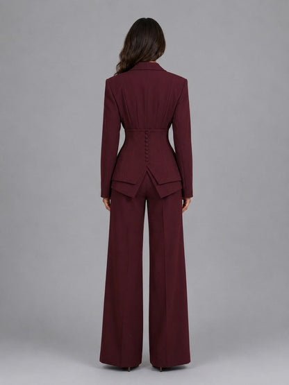Corset Blazer Wide Leg Pants Matching Set