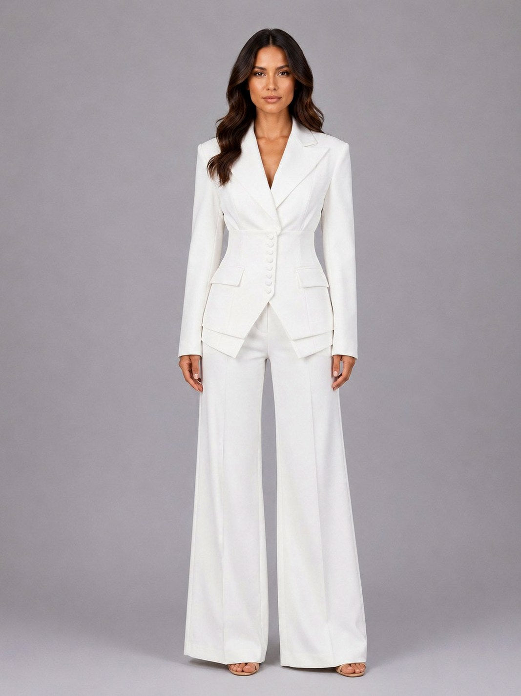 Corset Blazer Wide Leg Pants Matching Set