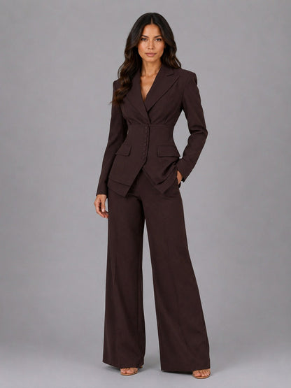 Corset Blazer Wide Leg Pants Matching Set