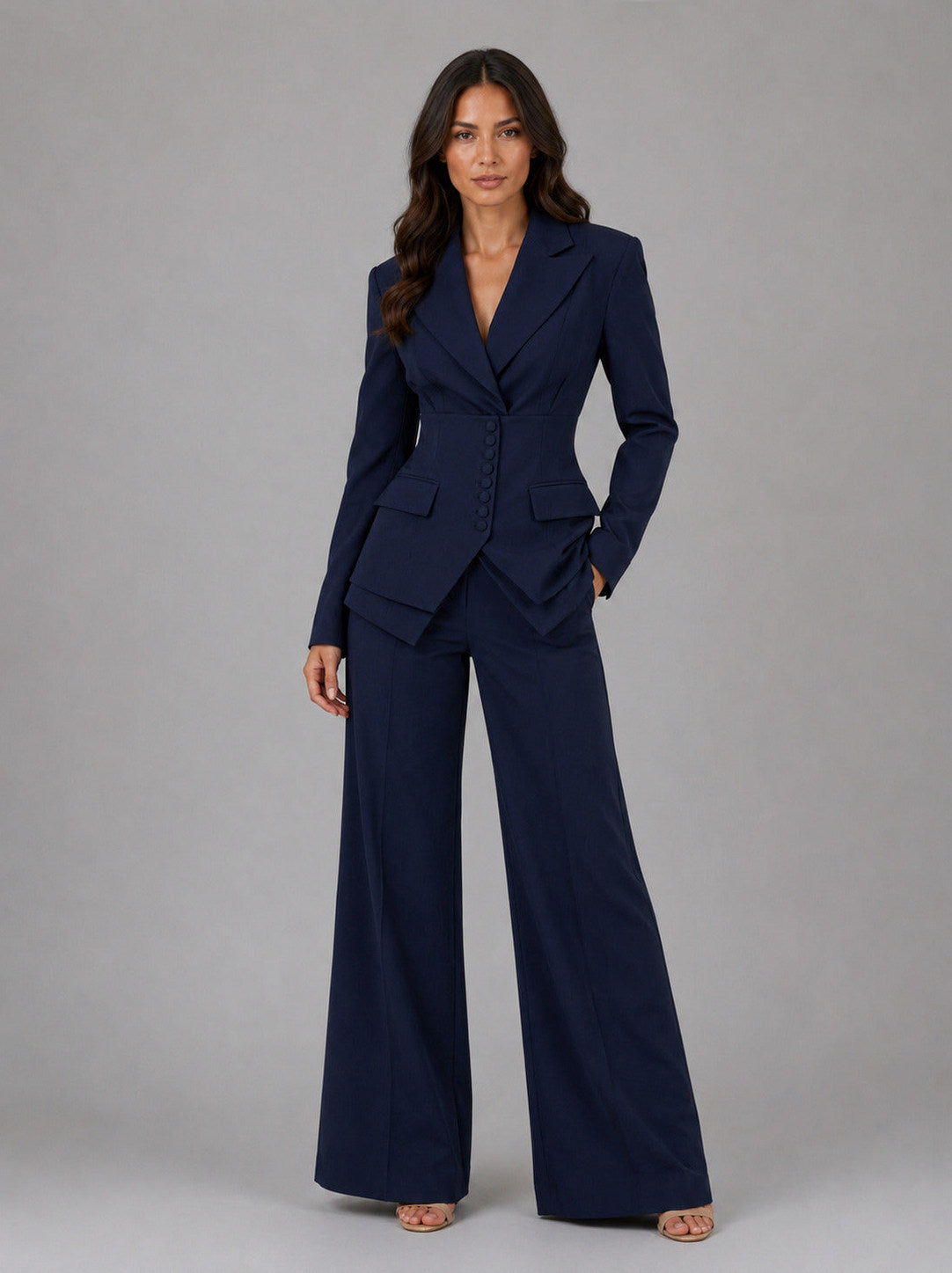 Corset Blazer Wide Leg Pants Matching Set