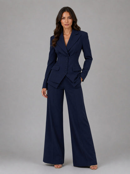 Corset Blazer Wide Leg Pants Matching Set