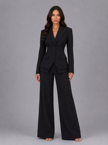 Corset Blazer Wide Leg Pants Matching Set