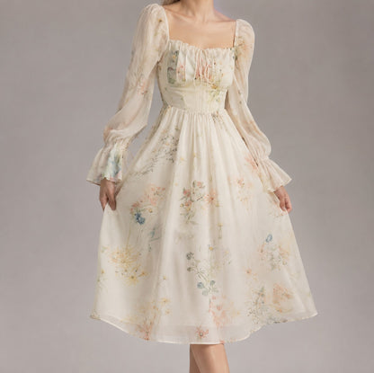 Corset Square Neck Midi Dress
