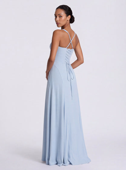 Corset Sweetheart Lace Up Maxi Dress