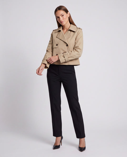 Cropped Double Breasted Trench Coat