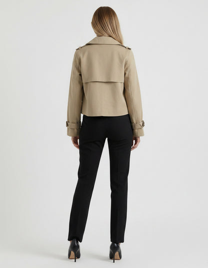 Cropped Double Breasted Trench Coat