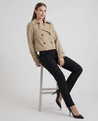Cropped Double Breasted Trench Coat