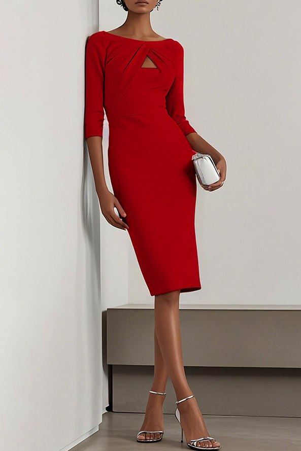 Cutout Sleeve Midi Dress