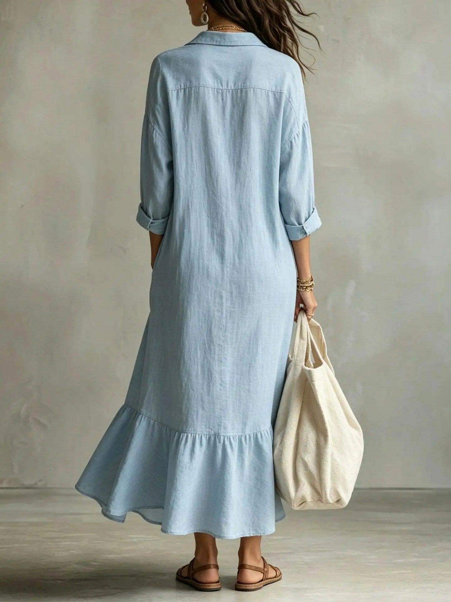 Tiered Maxi Shirt Dress