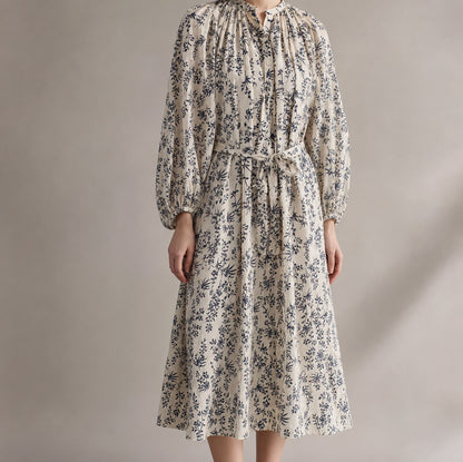 Ditsy Floral Tie Waist Midi Dress