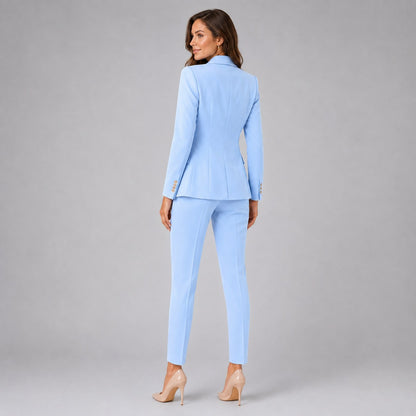 Double Breasted Blazer Pant Suit Set