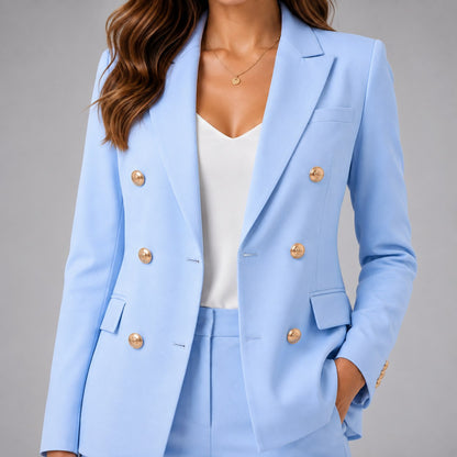 Double Breasted Blazer Pant Suit Set